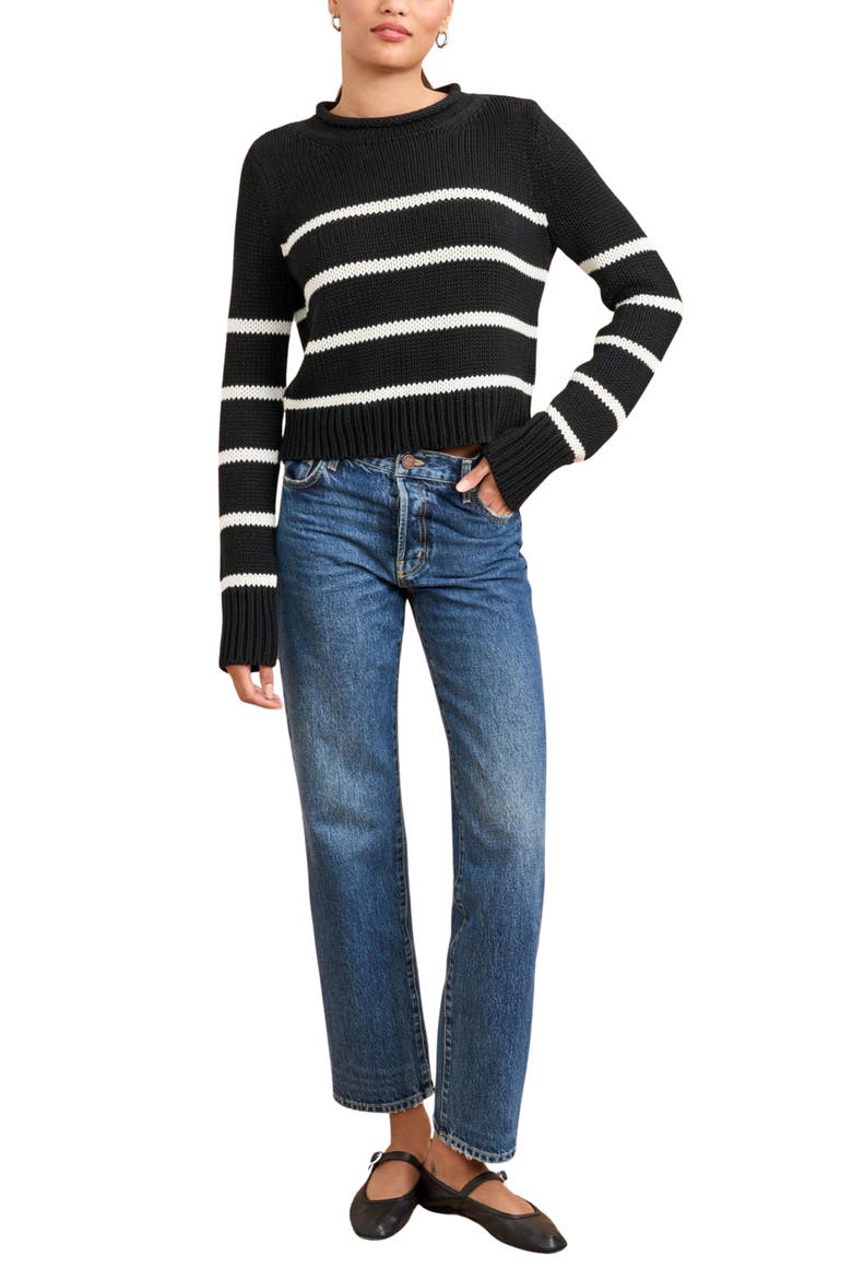 Mini Marina Sweater, Alternate, color, Black/Cream