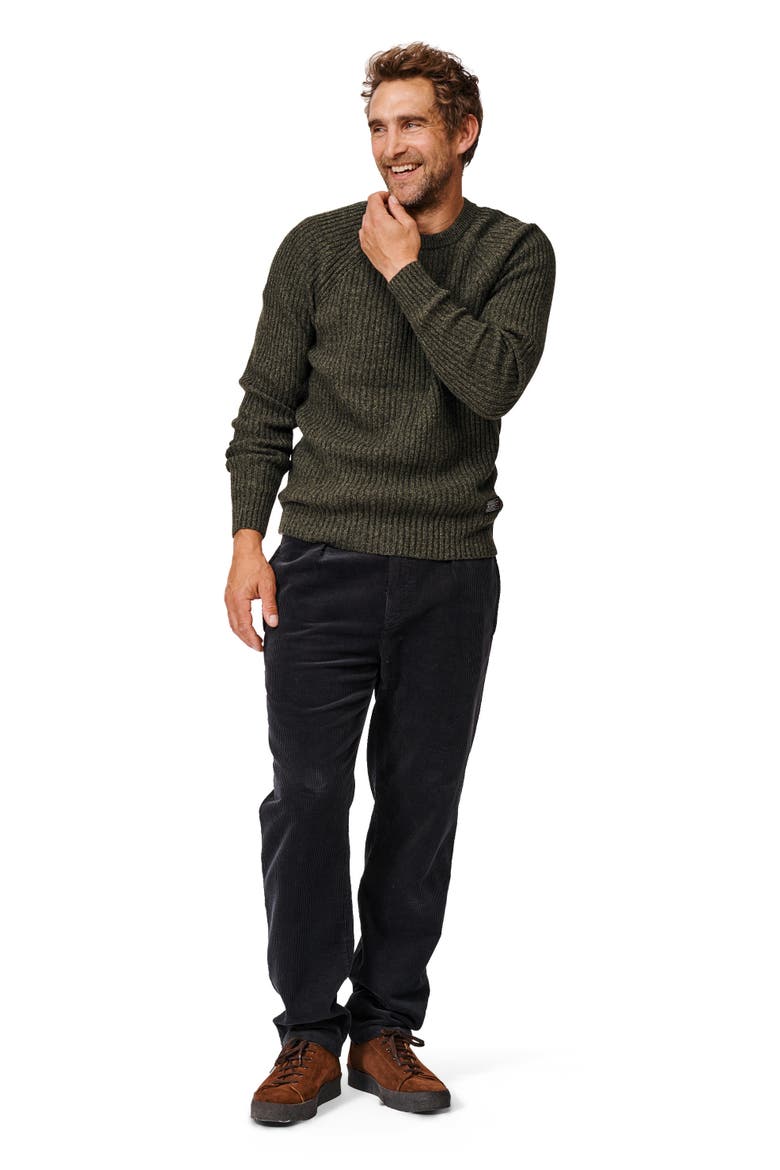 Ray Fisherman Rib Crew Neck Sweater, Alternate, color, Dark Khaki Mix