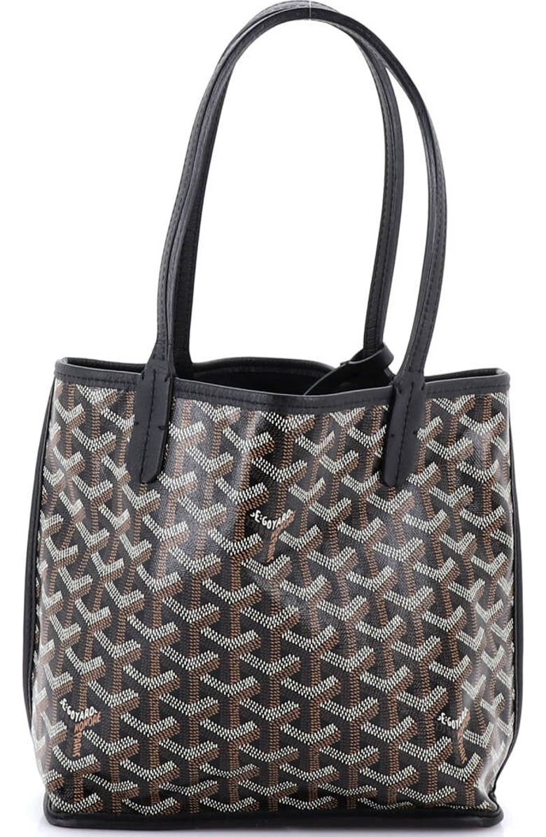 Pre-Owned Goyard Anjou Reversible Tote Coated Canvas Mini, Alternate, color, Black