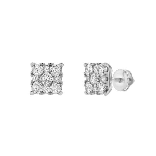 Luvmyjewelry Nova 14k White Gold Cluster Lab Grown Diamond Unisex Earrings