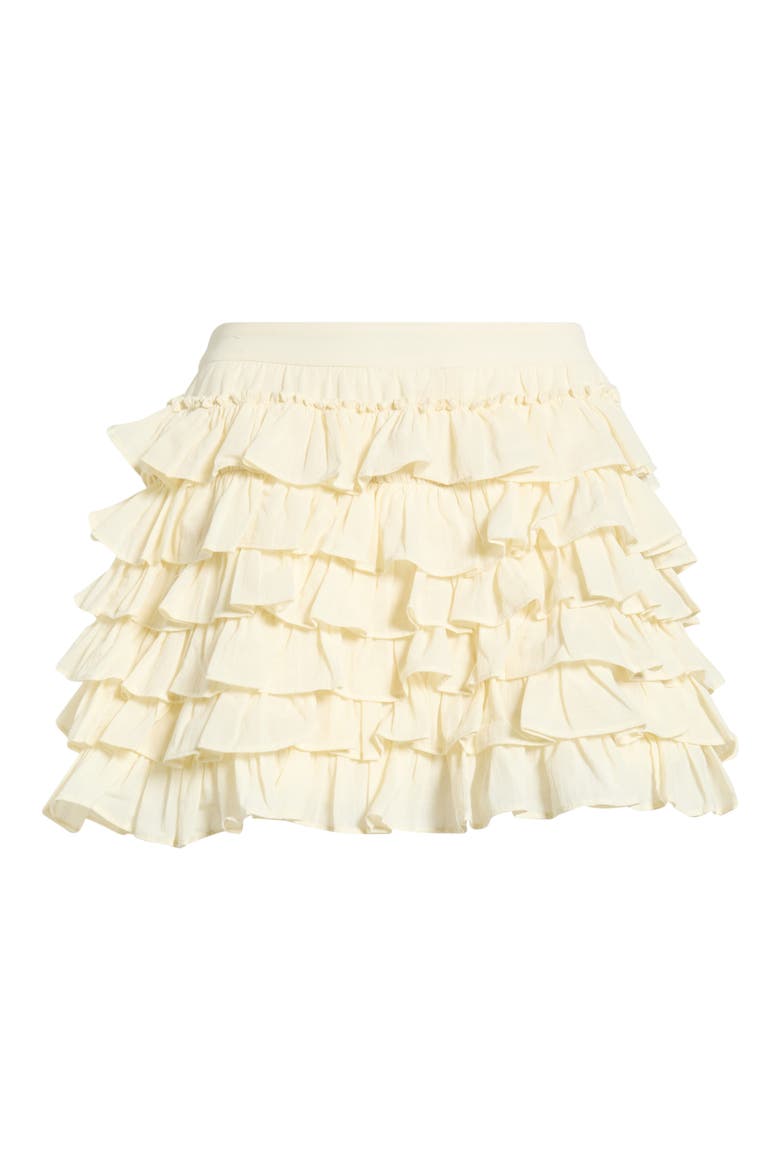 Danfy Tiered Ruffle Cotton Shorts, Alternate, color, CREAM