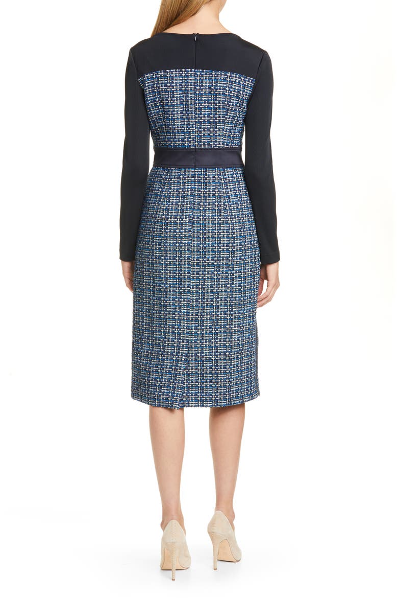Danopus Long Sleeve Tweed Sheath Dress, Alternate, color, MIDNIGHT FANTASY
