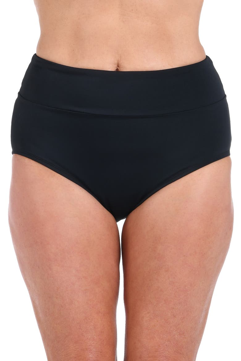 Wide Waist Bikini Bottoms, Main, color, BLACK