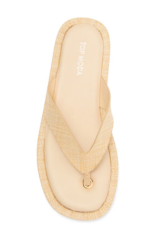 Top Guy Shoes Raya Platform Flip Flop In Beige Raffia