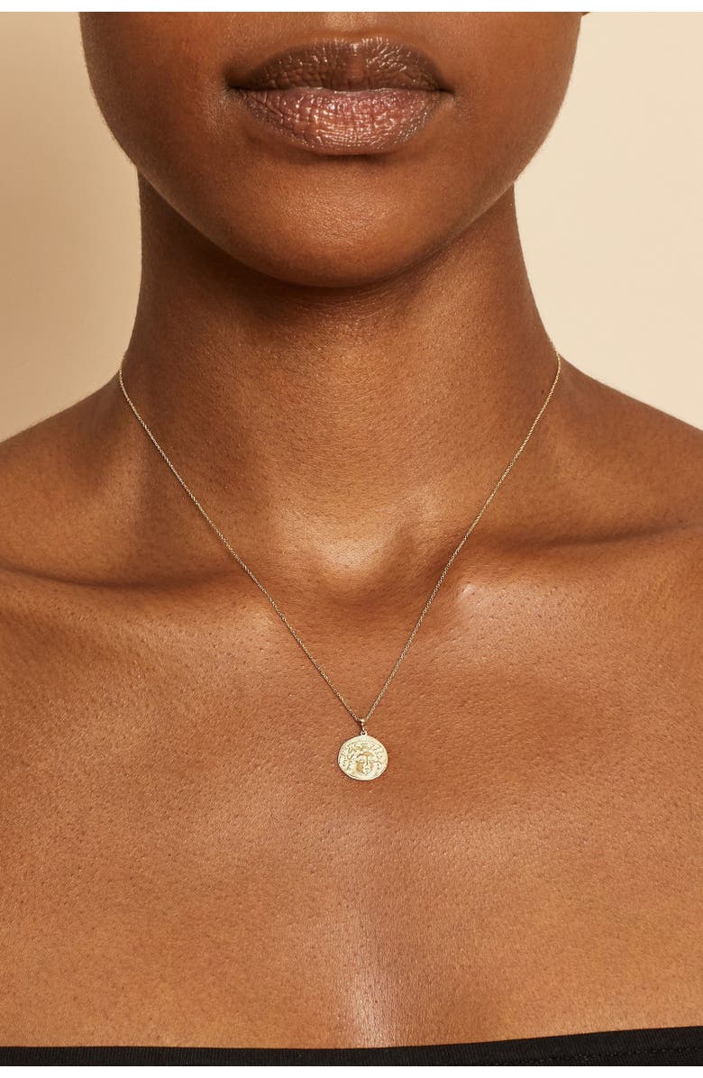 Oradina 14K Yellow Gold Greek Medusa Pendant Charm, Alternate, color, Yellow Gold