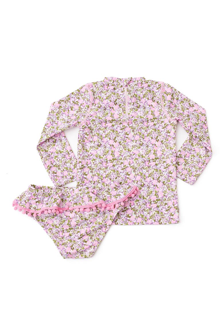 Kids' Long Sleeve UPF 50+ Two-Piece Rashguard Swimsuit, Alternate, color, PINK