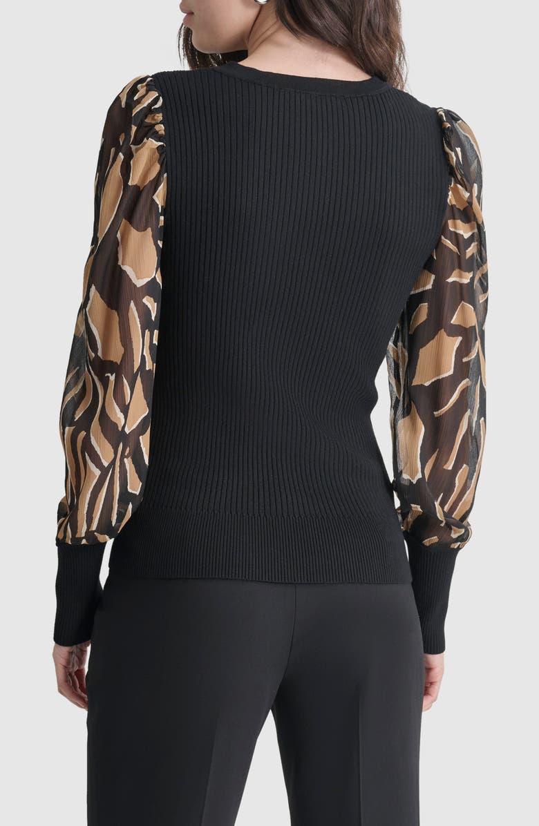 DKNY Rib Puff Shoulder Sweater, Alternate, color,