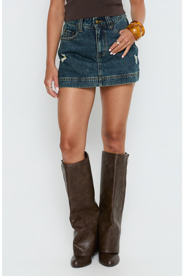 Gazelle Distressed Denim Skort, Main, color, VINTAGE BLUE WASH