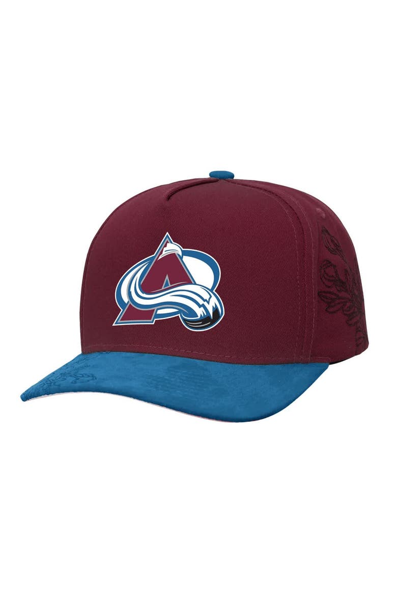 Men's Mitchell & Ness Burgundy/Blue Colorado Avalanche May Flowers Pro Crown Adjustable Hat, Main, color, Burgundy
