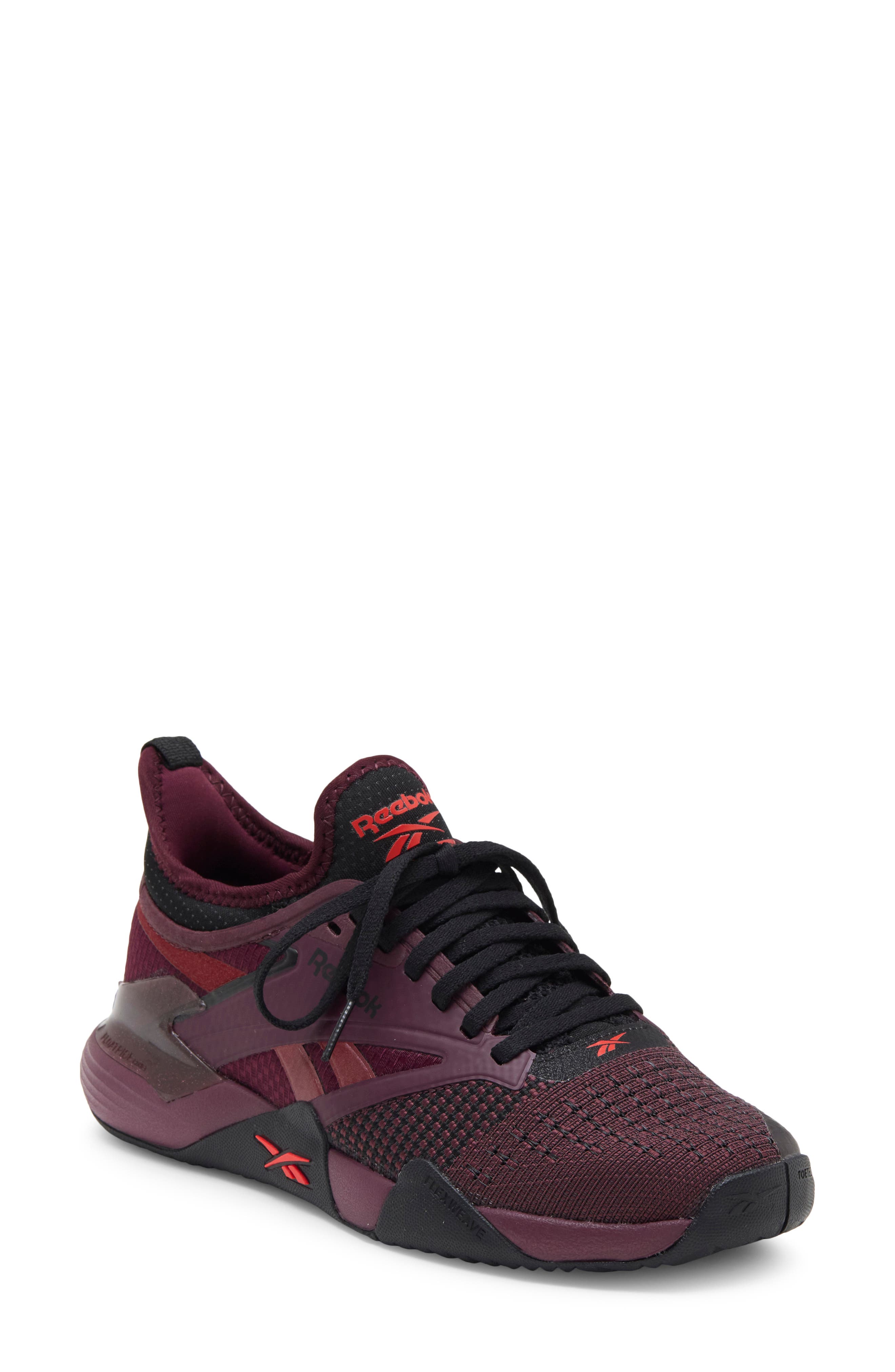 Nano Court Training Shoe, Main, color, BLACK CHERRY/BLACK/RETRO RED