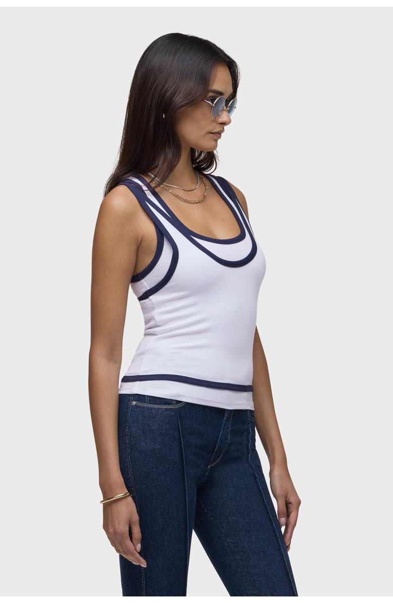 Hudson Jeans Layered Tank Top, Alternate, color, White Navy