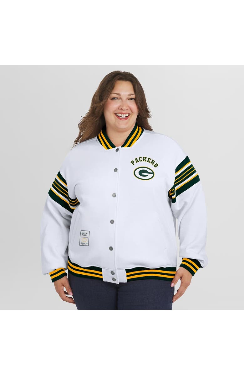 WEAR by Erin Andrews Women's WEAR by Erin Andrews White Green Bay Packers Plus Size Full-Snap Fleece Sweatshirt Jacket, Alternate, color, White