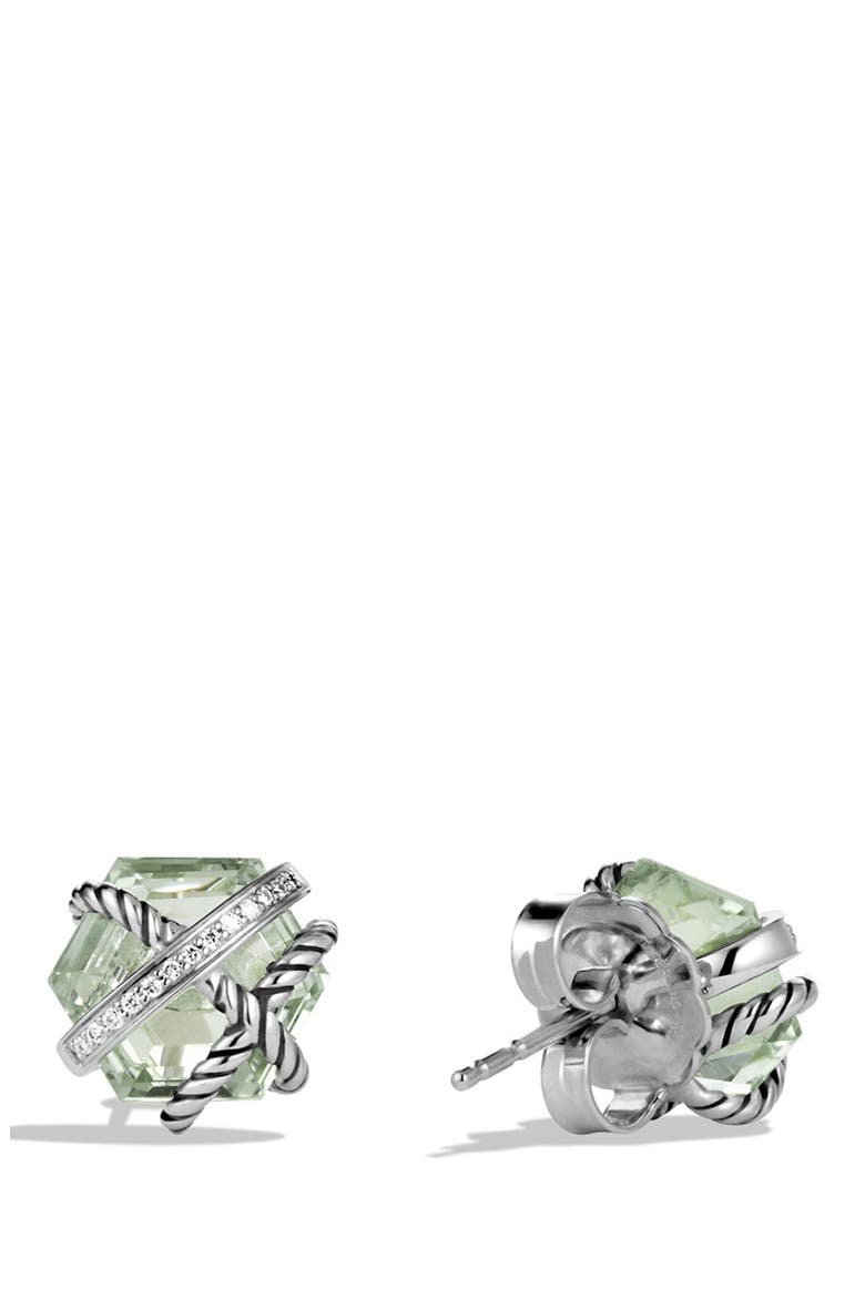 Cable Wrap Earrings with Semiprecious Stones & Diamonds, Alternate, color, PRASIOLITE