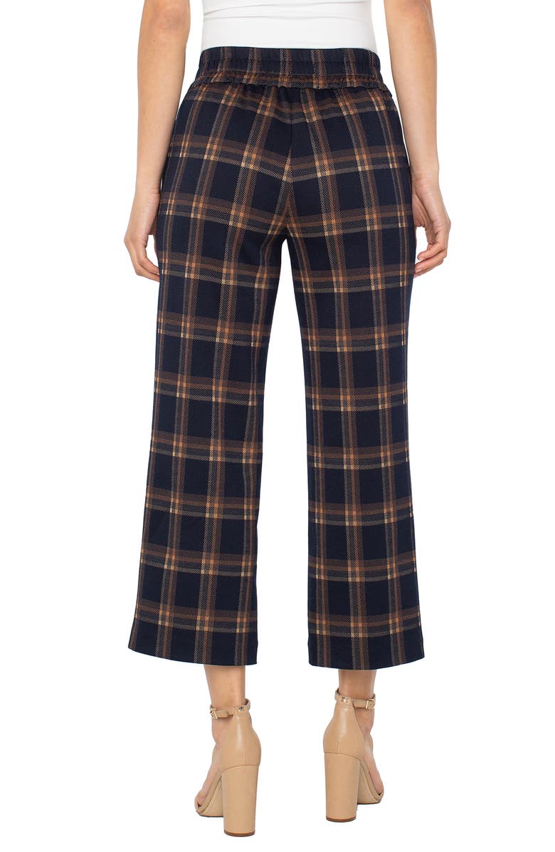 Liverpool Los Angeles Mabel Plaid Crop Wide Leg Pants, Alternate, color, Navy/ Toffee Oversized Plaid