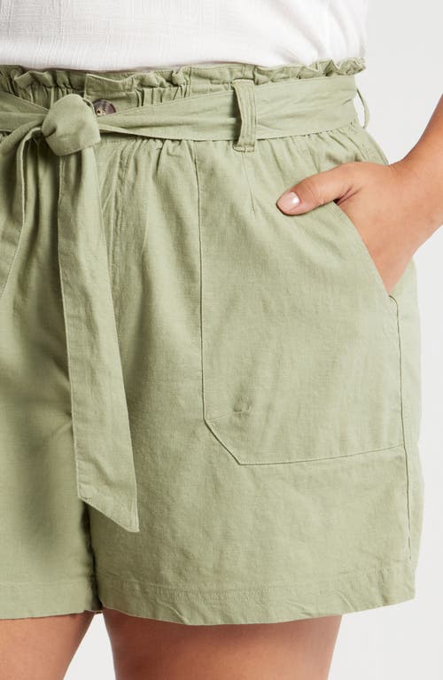 Wit & Wisdom Sky Rise Linen Blend Paperbag Shorts In Pistachio