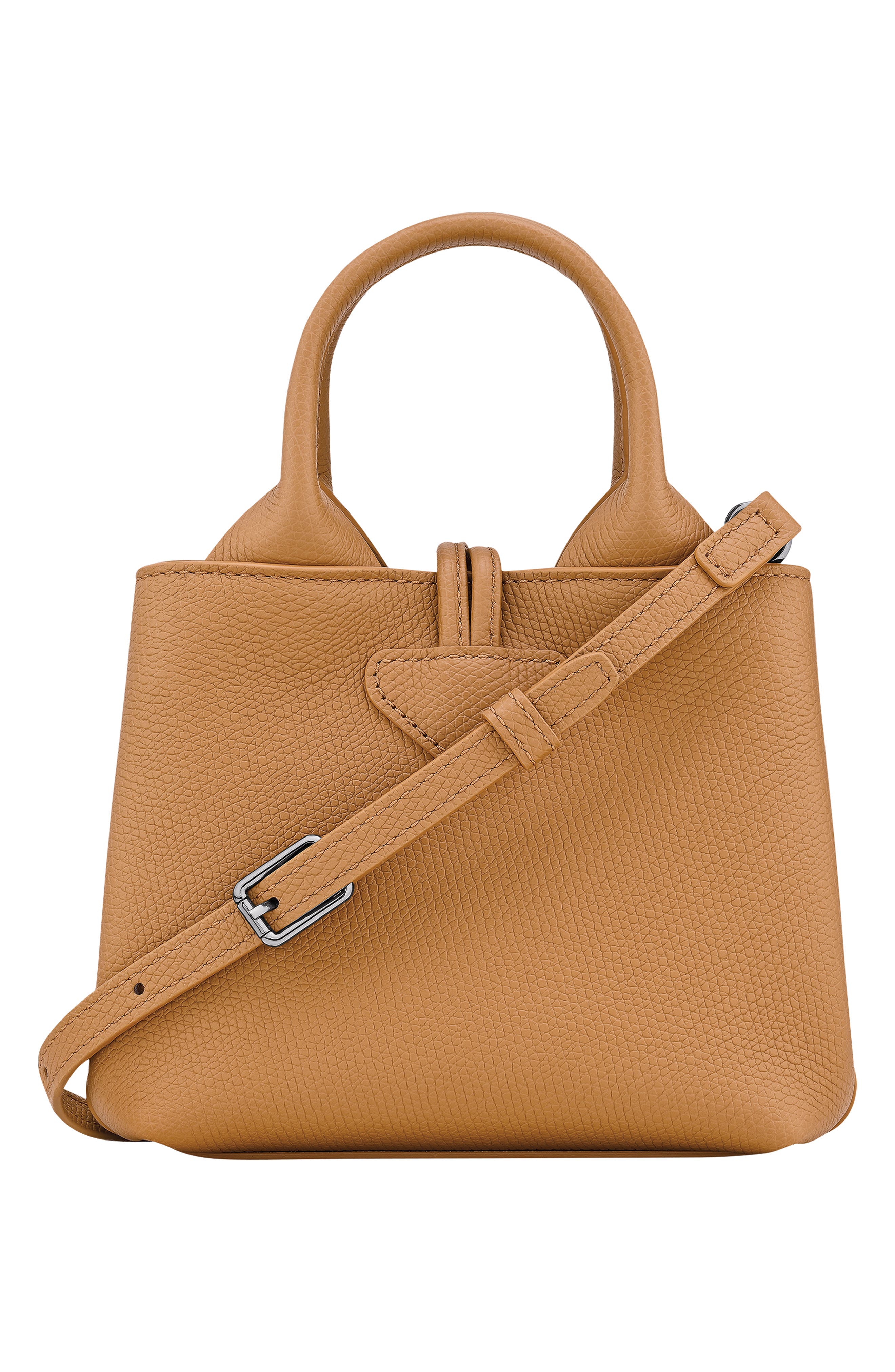 Longchamp Le Roseau Leather Top Handle Bag, Alternate, color, Walnut