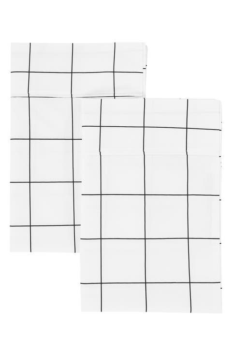 Grid Percale Cotton Pillowcase Set