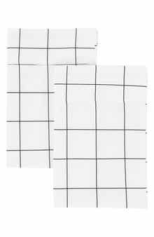 MELANGE HOME Grid Percale Cotton Pillowcase Set