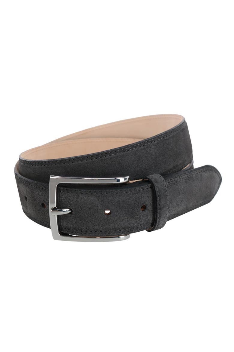 Armando Italian Suede 35mm Feathered Edge Belt, Main, color, Light Grey