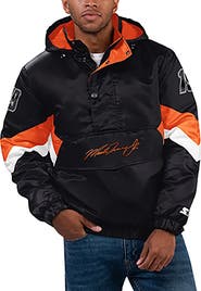 STARTER Men's Starter Black Martin Truex Jr Home Team Satin Half-Zip Hoodie Jacket