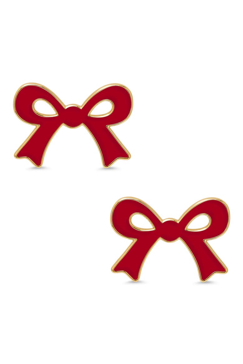 Kids' Bow Enamel Stud Earrings, Main, color, RED