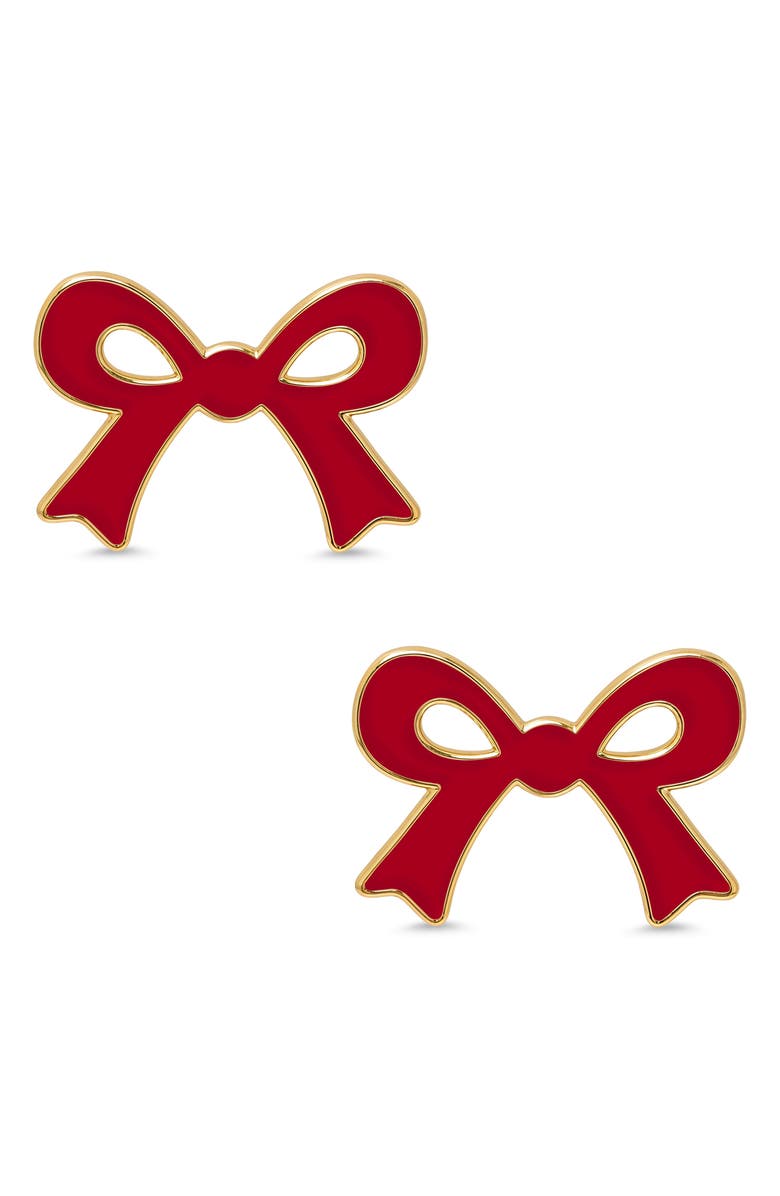 Lily Nily Kids' Bow Enamel Stud Earrings, Main, color, Red