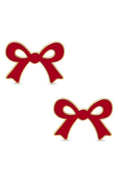 Kids' Bow Enamel Stud Earrings