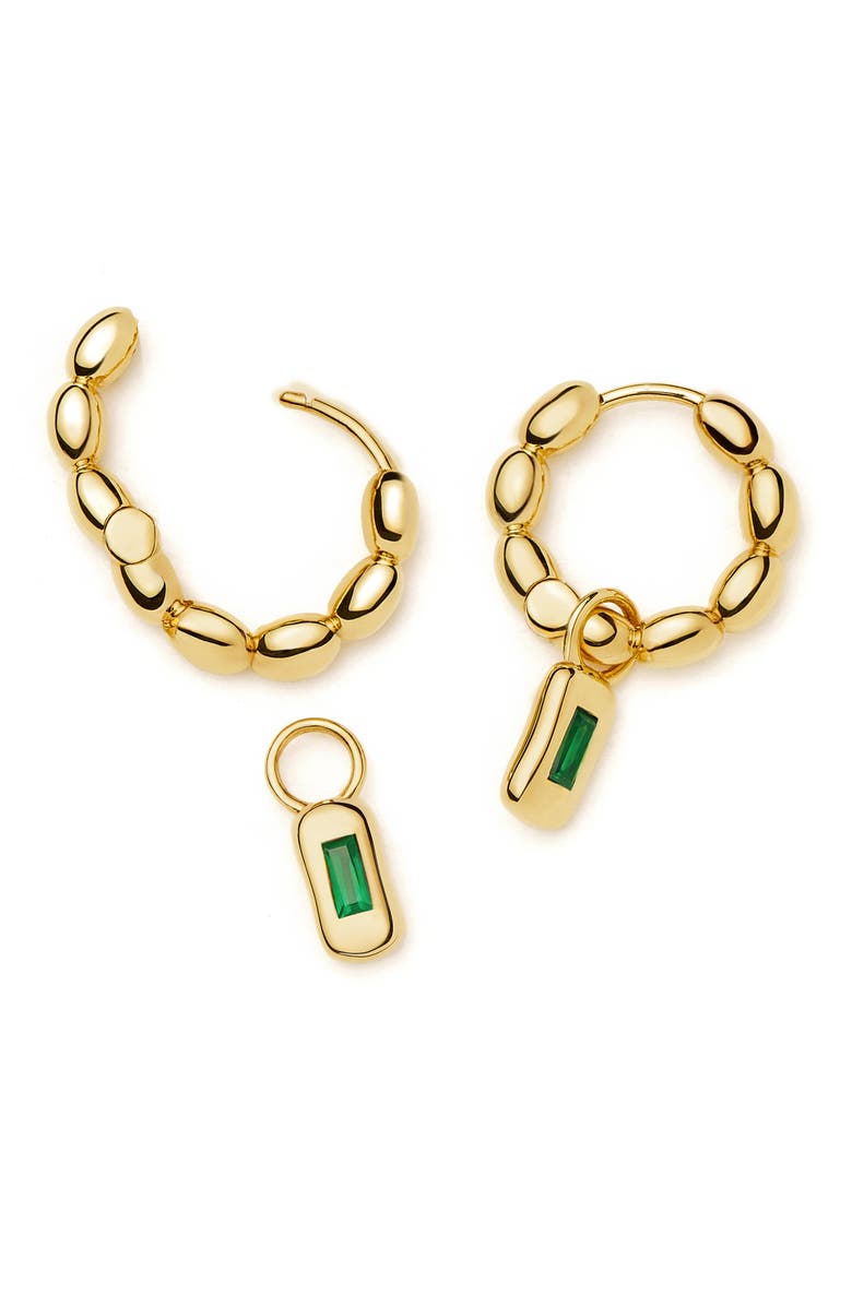 Missoma Molten Stone Baguette Hoop Earrings, Alternate, color, Gold