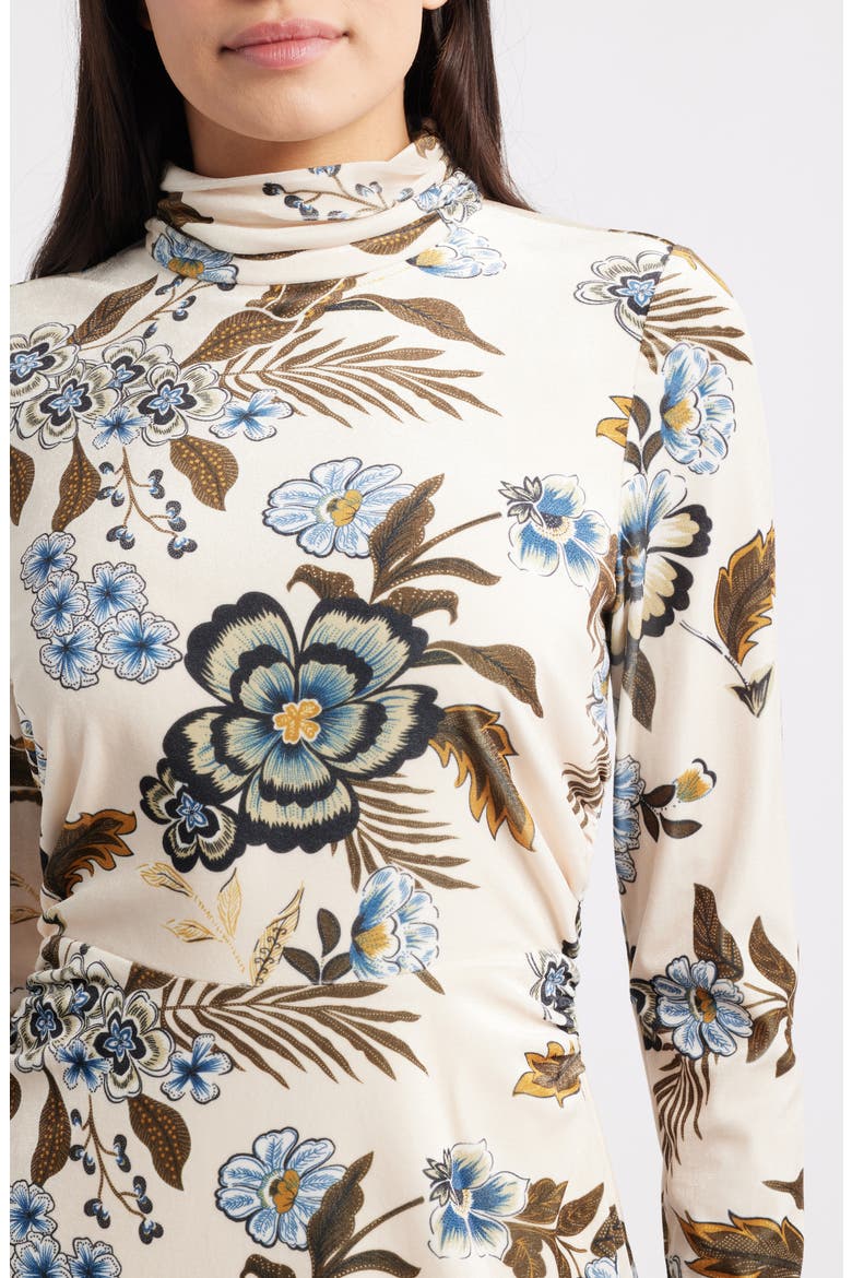 Floral Long Sleeve Velvet Dress, Alternate, color, IVORY MULTI