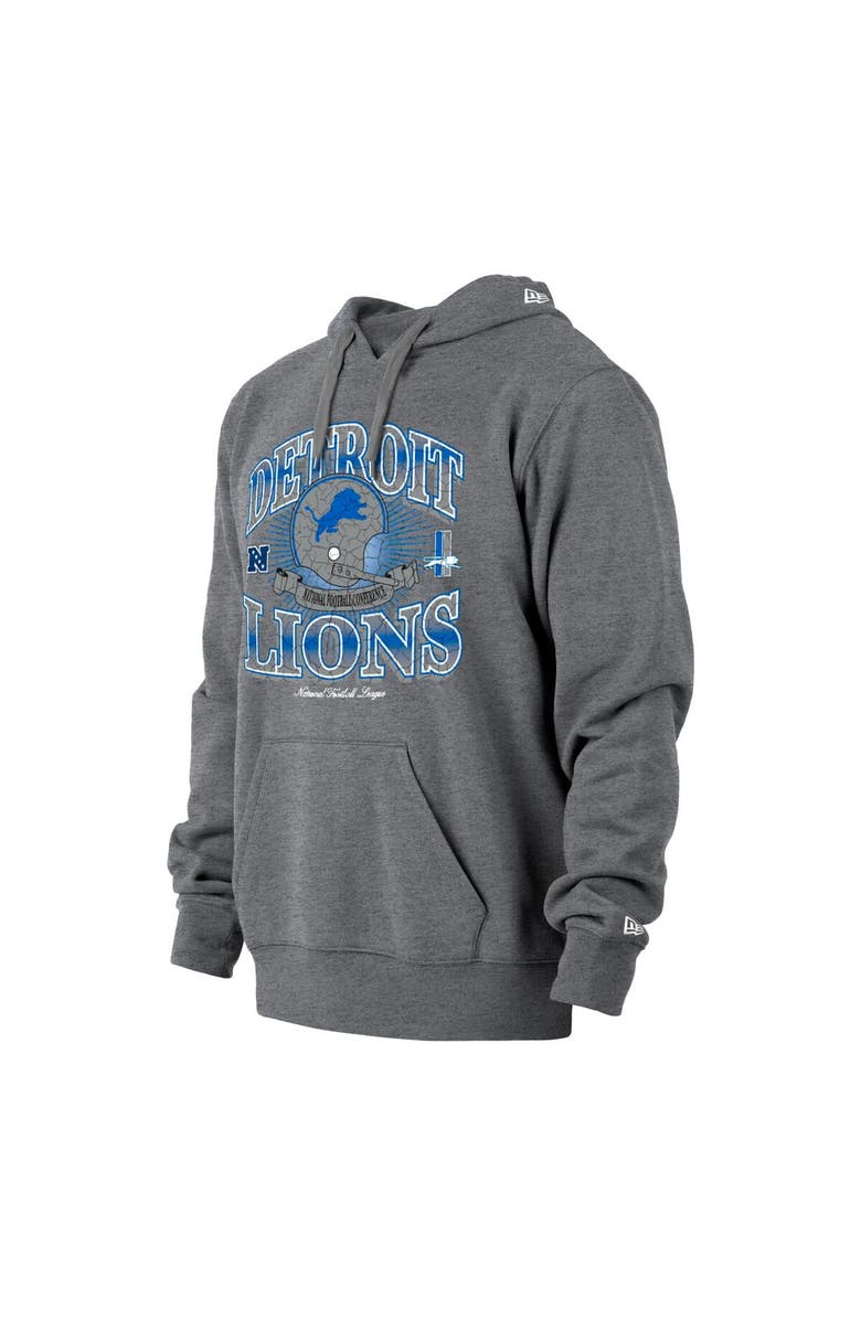 New Era Men's New Era Heather Gray Detroit Lions Retro Pullover Hoodie, Alternate, color, 