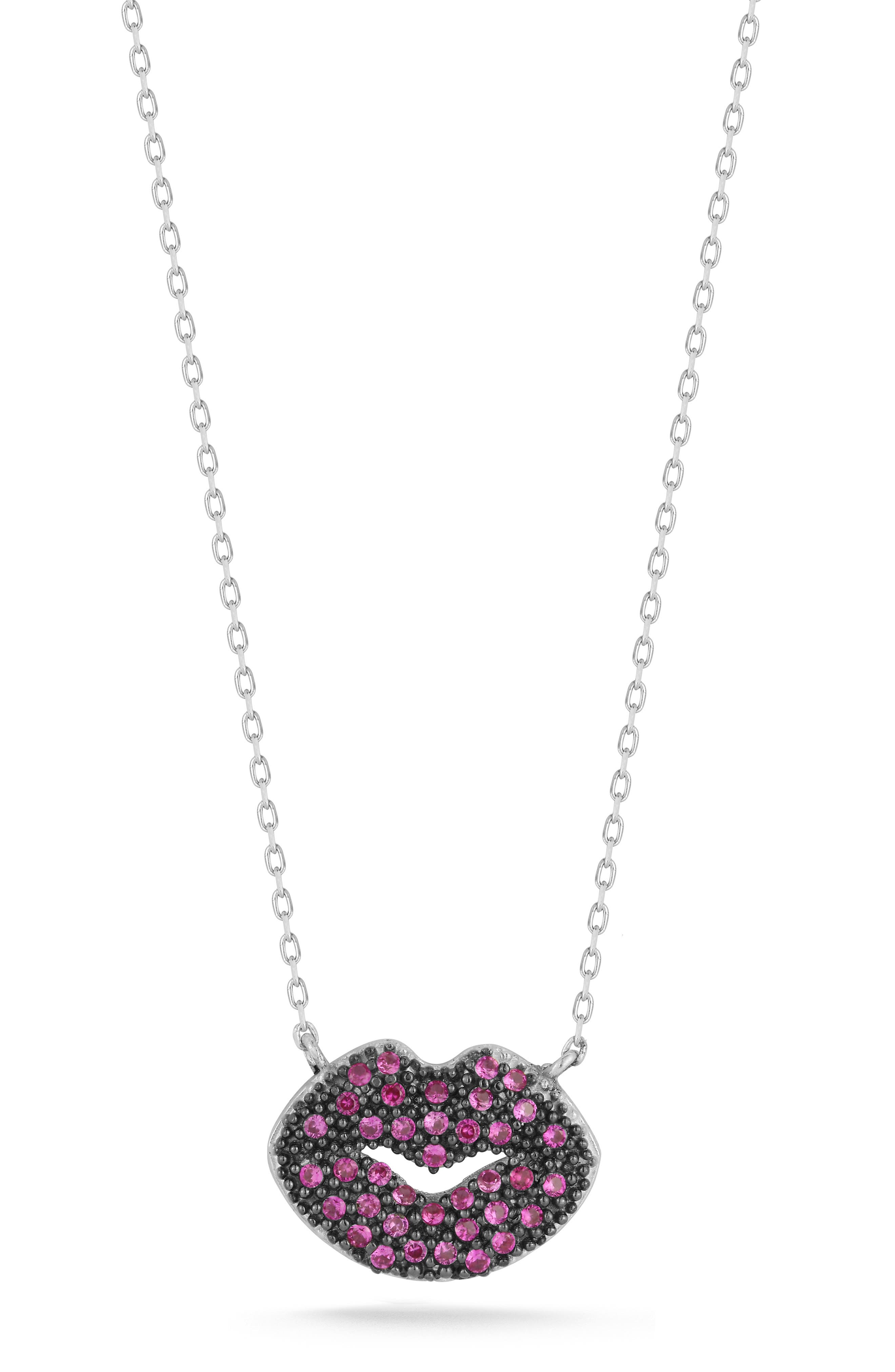 SPHERA MILANO Pavé Cubic Zirconia Lip Pendant Necklace