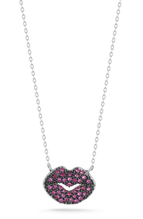 Pavé Cubic Zirconia Lip Pendant Necklace