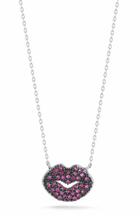 SPHERA MILANO Pavé Cubic Zirconia Lip Pendant Necklace