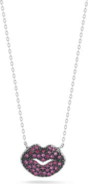 SPHERA MILANO Pavé Cubic Zirconia Lip Pendant Necklace
