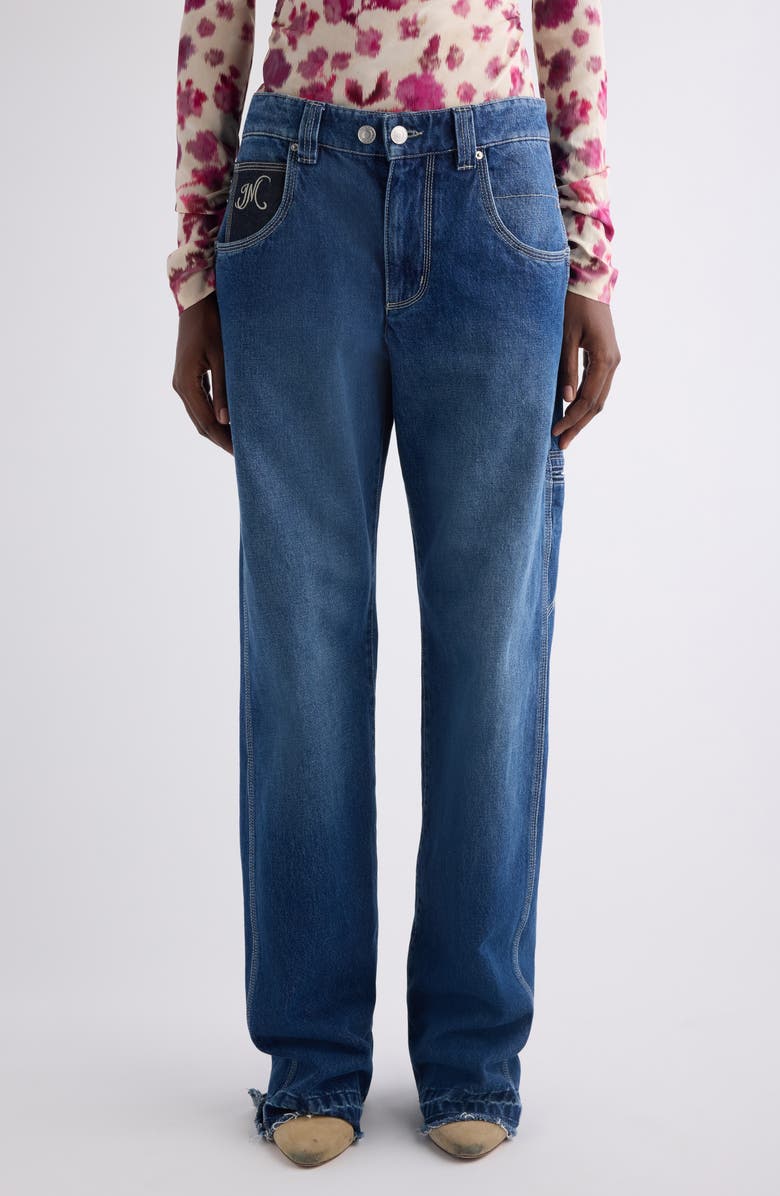 Isabel Marant Jeyda Release Hem Wide Leg Jeans, Main, color, Blue