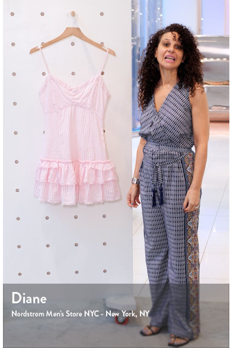 women's pink arleigh striped cotton mini dress LoveShackFancy Arleigh Striped Cotton Mini Dress in Pink