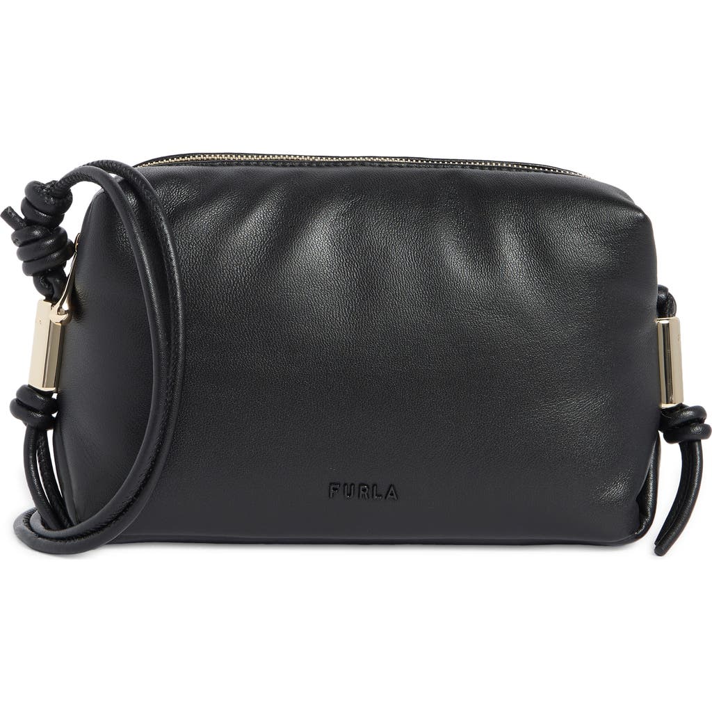 Furla Elettra Mini Leather Camera Crossbody Bag In Black