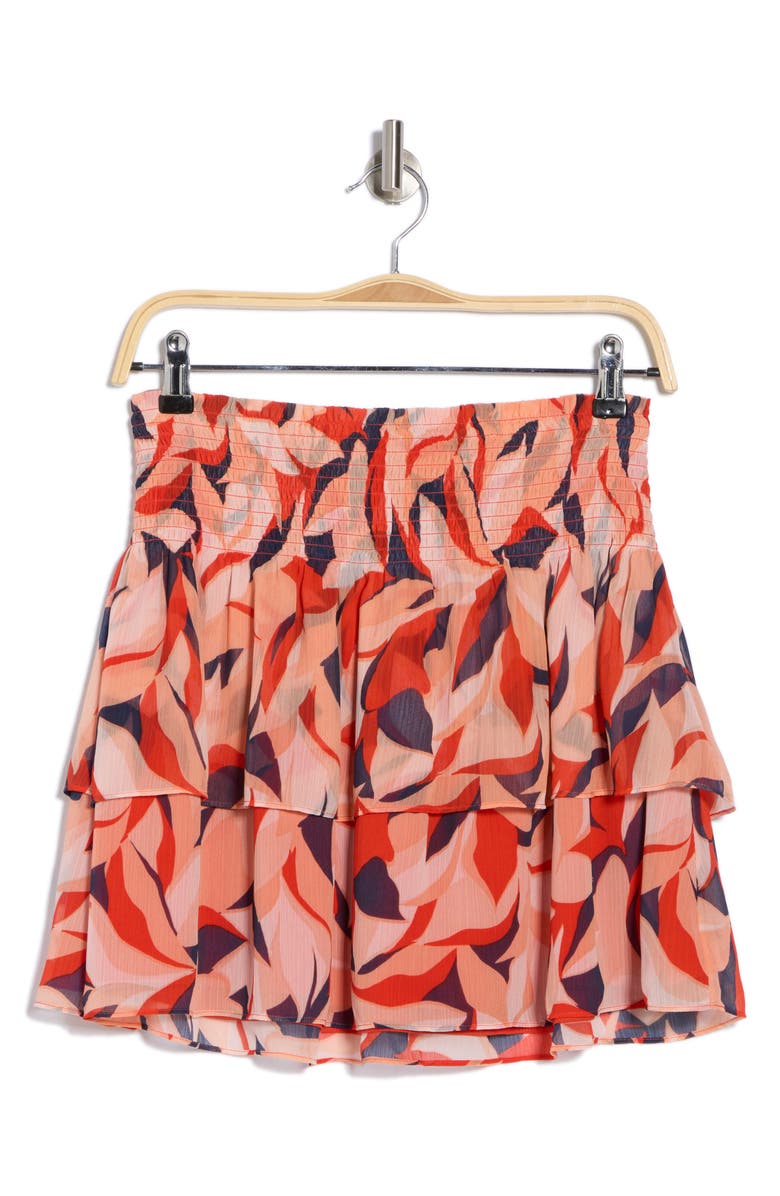 Ramy Brook Ryanne Tiered Skirt, Alternate, color, Flame Orange Combo