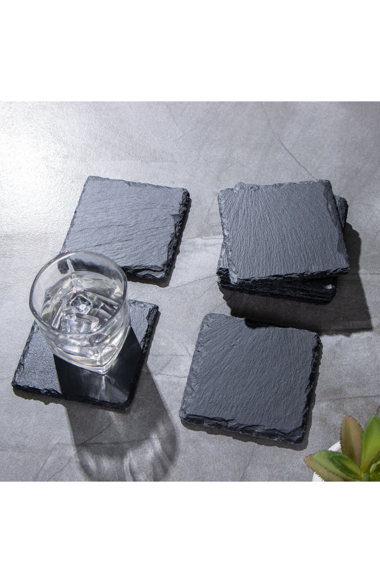 UBER APPLIANCE Slate Stone Drink Coasters, Alternate, color, Black