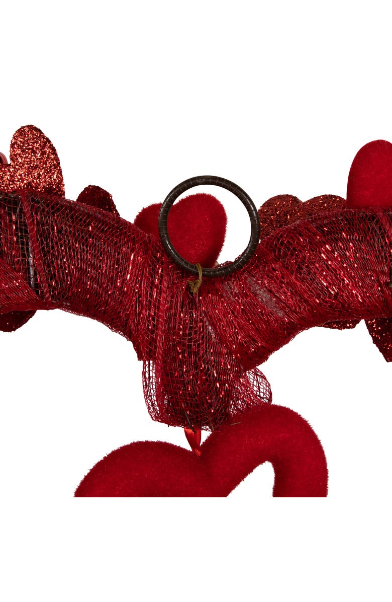 Northlight Heart Shaped Glittered Valentine's Day Wreath - 22" - Red, Alternate, color, 
