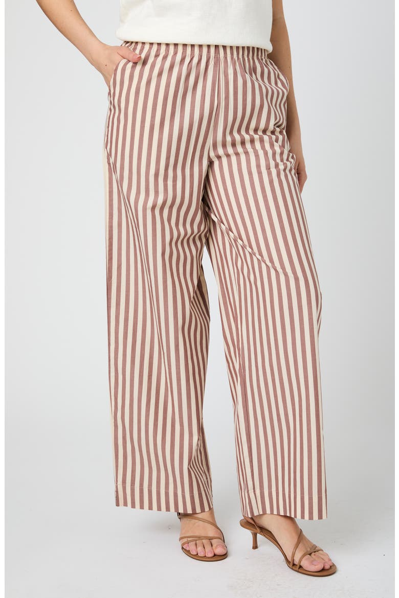 Stripe Pull-On Pants, Alternate, color, ECRU/ CAFE STRIPE