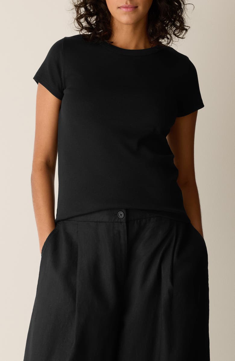Eileen Fisher Crewneck T-Shirt, Main, color, Black
