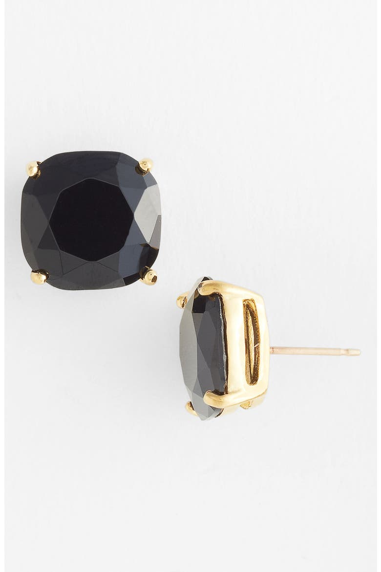 mini small square semiprecious stone stud earrings, Main, color, JET/GOLD