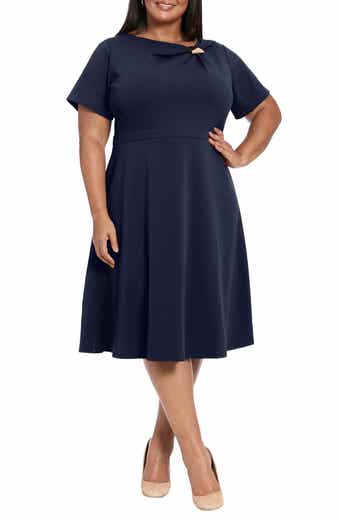 Hardware Trim Scuba Fit & Flare Dress