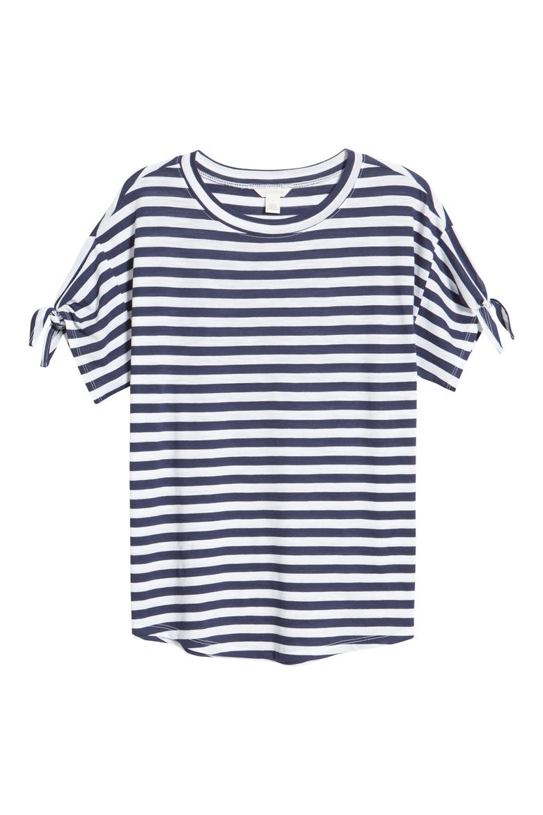 Tie Sleeve T-Shirt, Alternate, color, NAVY- WHITE CHARM STRIPE