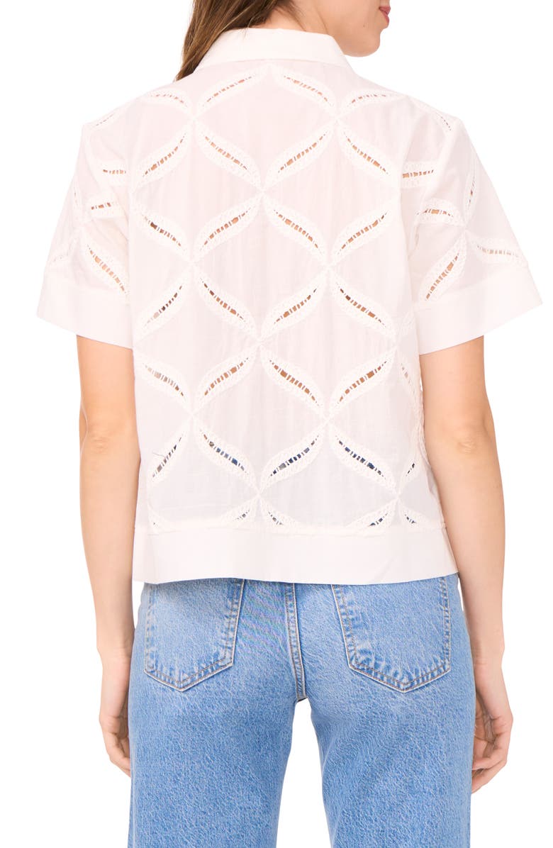 Halogen<sup>®</sup> Ladder Stitch Accent Cotton Button-Up Shirt, Alternate, color, Bright White