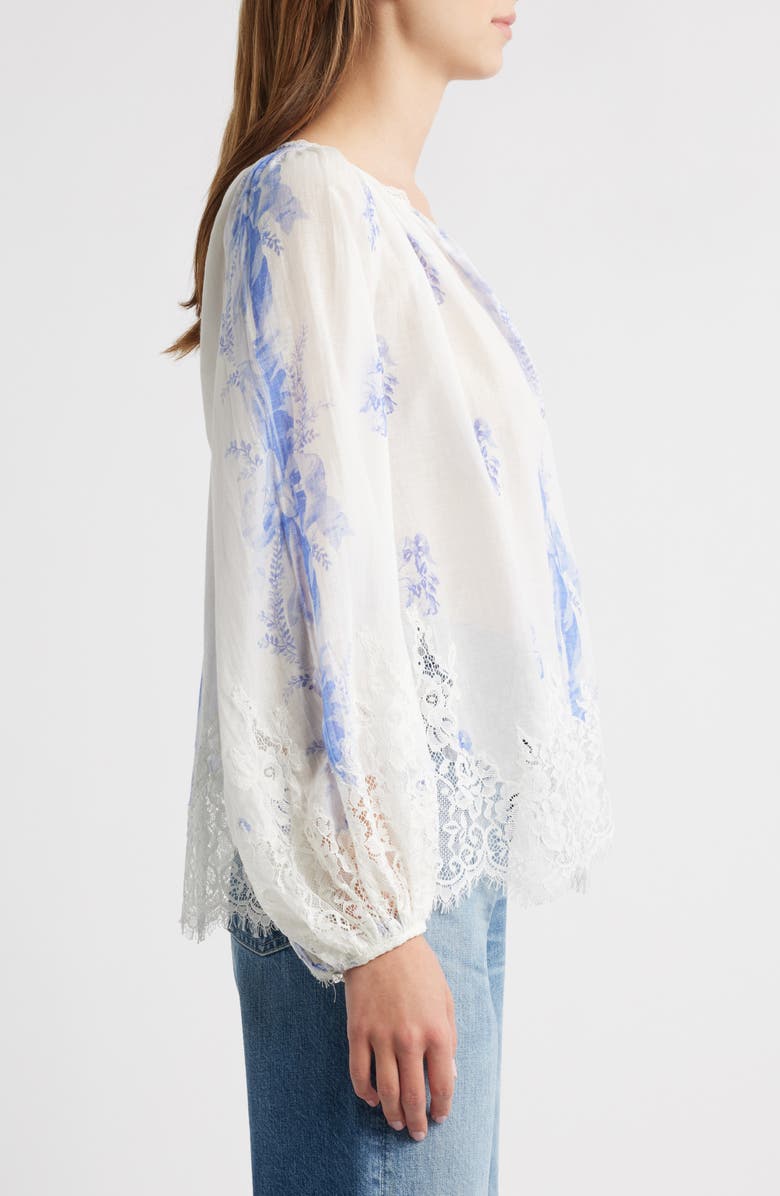 LoveShackFancy Dresner Lace Trim Top, Alternate, color, Victorian Blue