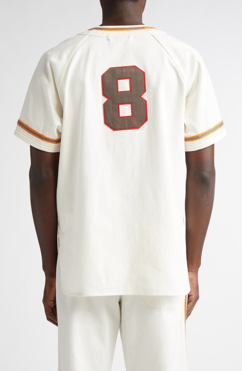 Bode Baseball Button-Up Shirt, Alternate, color, White Multi