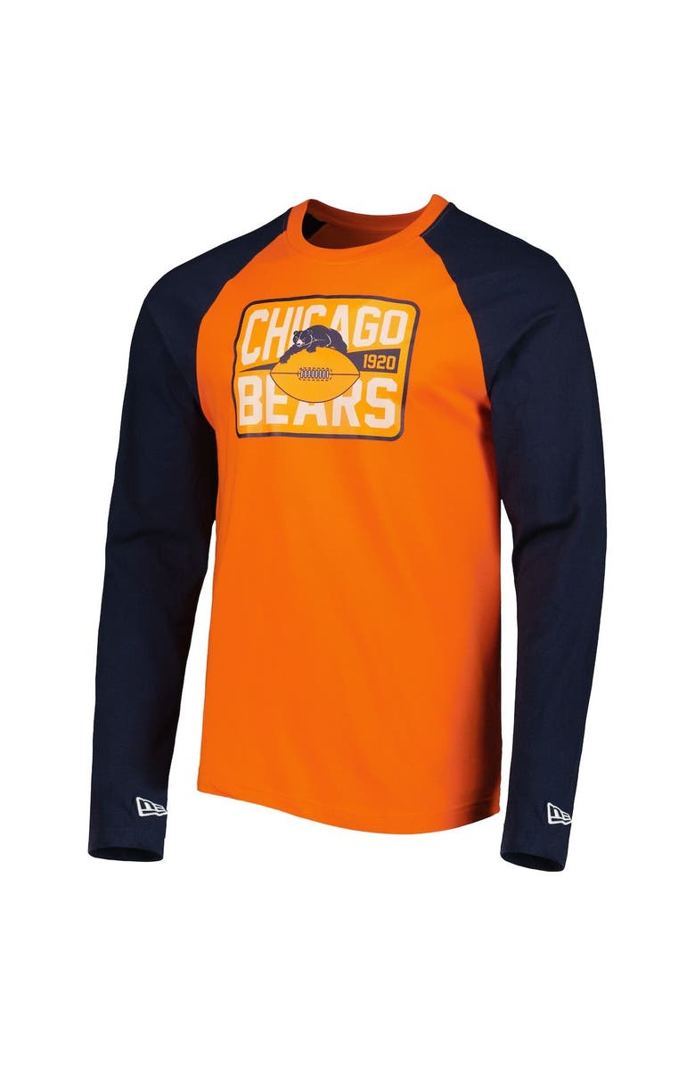 New Era Men's New Era Orange Chicago Bears Throwback Raglan Long Sleeve T-Shirt, Alternate, color, Orange