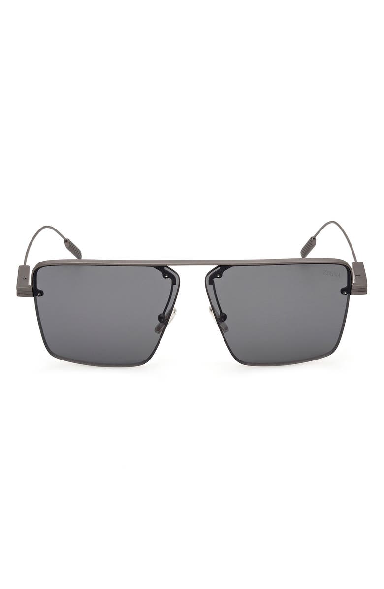 ZEGNA 61mm Geometric Sunglasses, Main, color, 